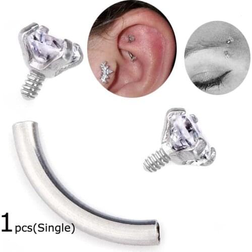 1pcs Zircon Eyebrow Ring Piercing Barbell Lip Ring Snug Daith Helix Rook Earring