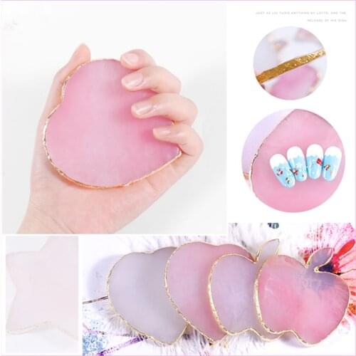 1pcs Natural Resin Agate UV Gel Paint Palette Drawing Colors Mixing Fake Nails Display Manicure Accessory Nail Art Tools