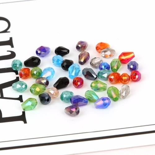 100pcs 3x5mmm Multicolor Crystal Glass Beads Water Drop Glass Beads for Jewelry Making Bracelets Earrings DIY Accessories