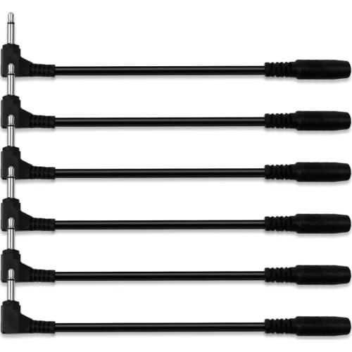 6 Pieces of Reverse Polarity Cable 90 Degree Right Angle DC Power Extension Cord for Guitar Piano Pedal