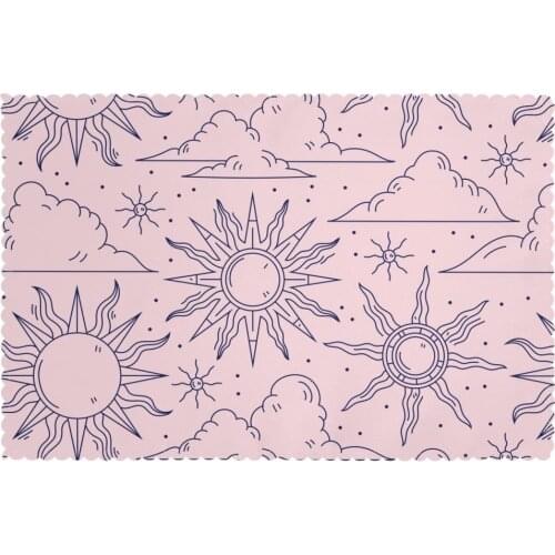 Tableware Pad Placemats 6 Pcs Table Mat Non-Slip Pink Sun Cloud Placemats for Dining Table