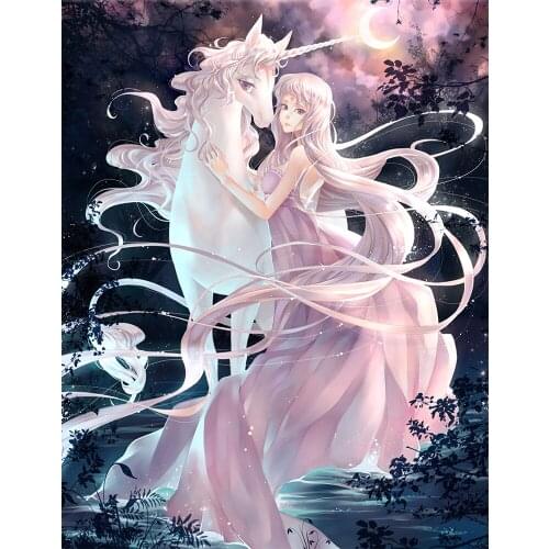 Unicorn Fairy Tale Diamond Painting Cross Stitch Full Square/Round DIY Diamond Inlaid Cartoon Diamond Embroidery Promotion