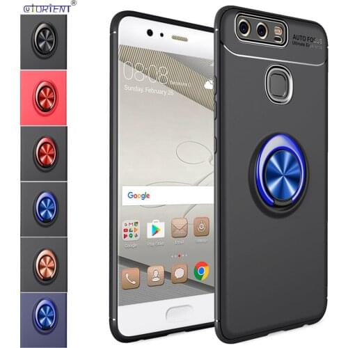 Stand Cover For Huawei P9 P 9 Soft Silicone Shockproof Case EVA-L19 EVA-L09 EVA-L29 Metal Ring Cases EVA L09 L19 L29 Bumper Capa