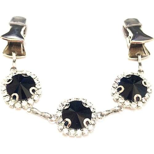 Black Round Crystal Rhinestone Cloak Cape Clasp For Women Sweater Cardigan Jewelry Clip Shawl Cinch Guard Buckle