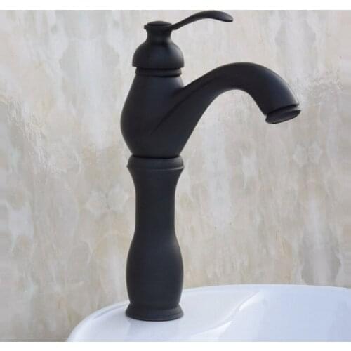 Black Oil Rubbed Brass Bronze Single Hole / Handle Bathroom Vessel Basin Sink Faucet Hot Cold Mixer Tap anf154