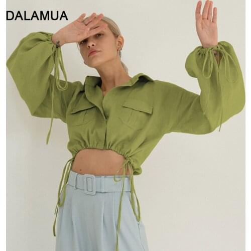 Женские льняные рубашки DALAMUA China At AliExpress