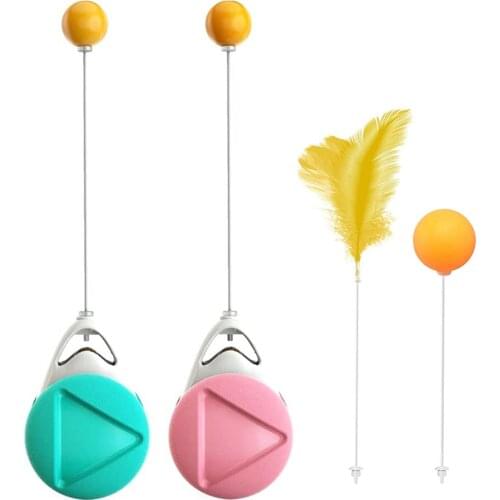 Cat Toy Interactive Teasing Ball Rod Funny Chaser, Swings Forth Back Tumbler Balanced Wheel Hunting Pet Toys for Indoor Kitten