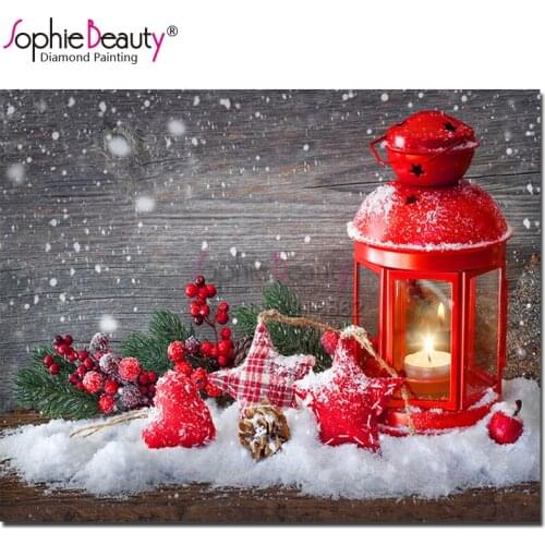 Sophie Beauty DIY Diamond Painting Cross Stitch Lantern Snow Christmas Gifts Handcraft Embroidery Rhinest Mosaic Room DecoraC625