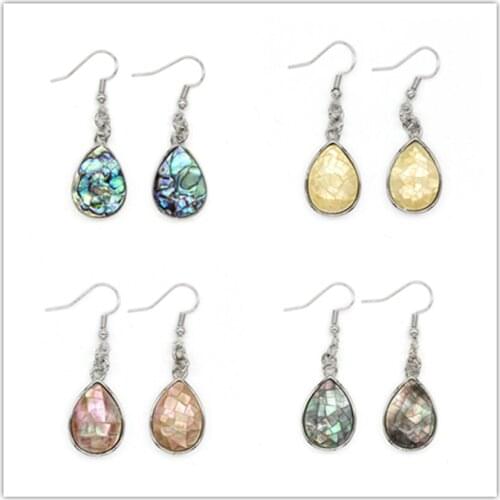 Kraft-beads Silver Plated Abalone Shell Water Drop Earrings For Women Jewelry