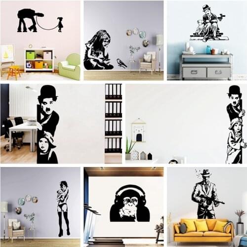 Creative Banksy Wall Art Decal Wall Stickers Vinyl Material For Home Decor Living Room Bedroom Mural Poster