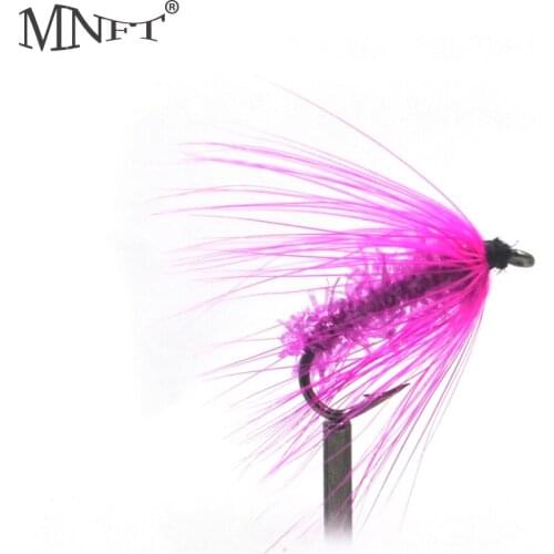 MNFT 10PCS 9# Trout Fly Fishing Flies Streamer Lures Purple Marabou Deceiver Lures Caterpillar Body Trout Artificial Lure Bait