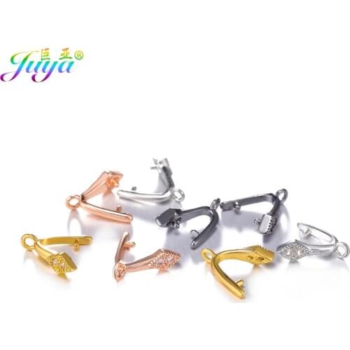 Fashion Dangle Agate Pearls Earrings Necklace Material Clamp Pinch Clip Bail Clasp Accessories For Handmade Jewelry Making