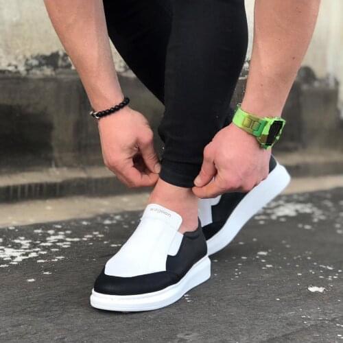 WG049 Black White High Sole Casual Men Shoes