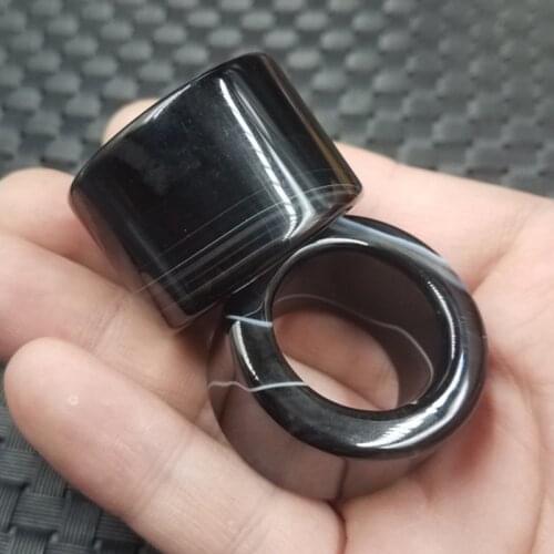 Natural black agate ring for men women with texture handmade brand jadeite jade rings jade jewelry natural stone jade 1 pair