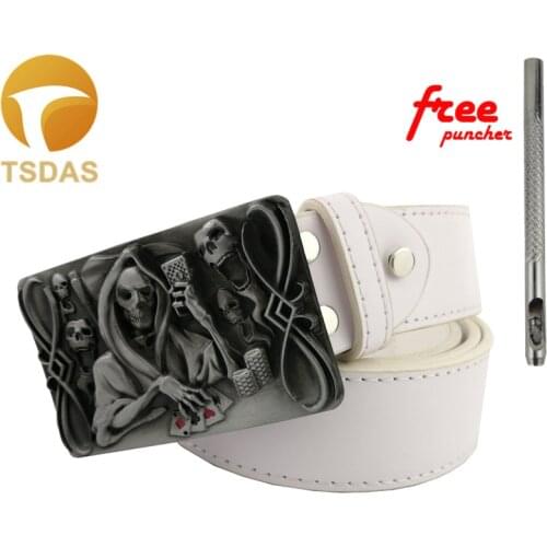 Cool 3D Cowboys Men Belt Buckles Metal Skull Poker Removable Belt Buckles Suit For 4cm Width Belt Birthday Gifts