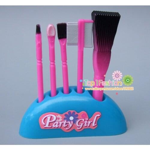 New 6Pcs/lot Doll Accessories For Barbie Dolls / Monster Hight Dolls make up brush set Play House Toys for Girls Baby