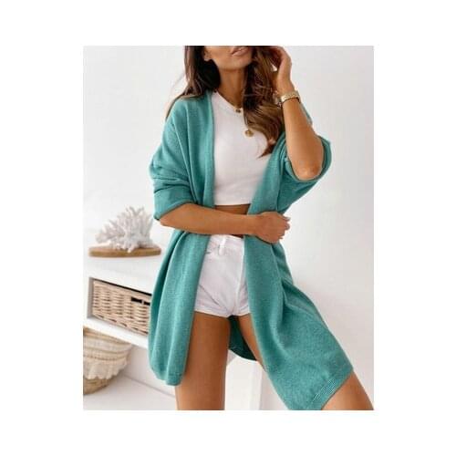 Fashion New Women Spring Autumn Cardigan Sweaters V-Neck Long Sleeve Solid Color Slim Knitted Long Coat For Streetwear