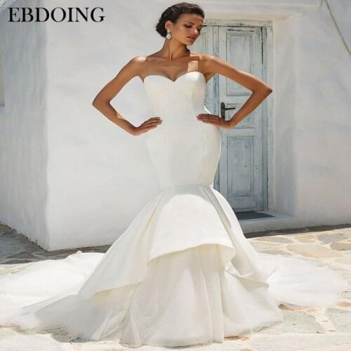 Charming Wedding Dress Mermaid Stain Sweetheart Neckline Chapel Train Vestidos De Novia Bride Dress Plus Size Wedding Gowns