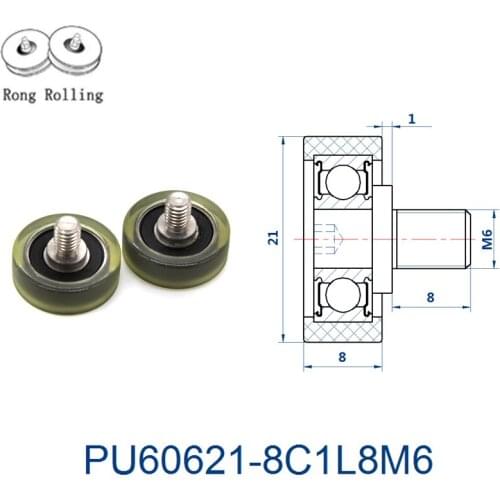 Diameter 21mm PU material coated bearing with screw,Sliding drawer pulley, sliding door rollers, furniture pulley