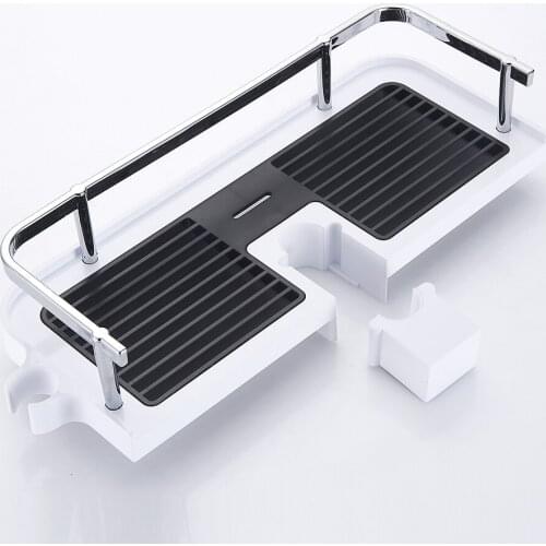 Bathroom Shelves Shower Tray Lift Rod Shower Head Bracket Pole Storage Rack Holder Organizer Shampoo Towel Shelf Accessorie Set
