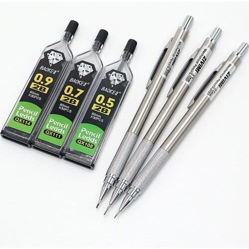 Full Metal Mechanical Pencil 0.5/0.7/0.9mm High Quality Automatic Pencil For Professional Painting Writing Stationery Supplies
