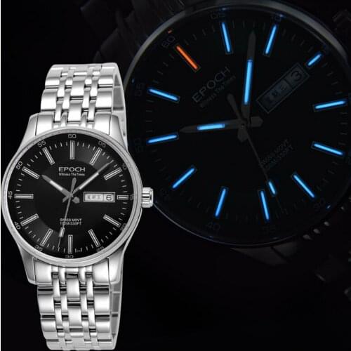 EPOCH Men Luxury Watch Mens Tritium Watches T25 Luminous Business Quartz Wristwatch 100M Waterproof Sapphire Crystal Week Date
