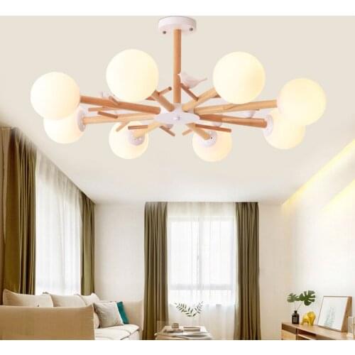 Modern LED luminaires Wooden Chandelier Loft Lighting Novelty Fixtures Nordic Hanging Lights Living Room Pendant Lamps