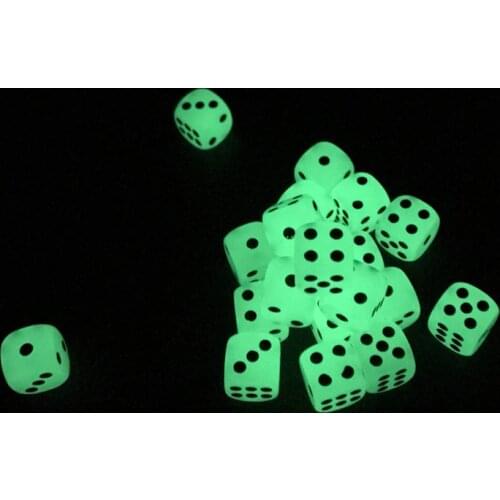 50Pcs/Lot 14mm Glowing Dice Round Corner Fluorescent Green Black Spots Dice Nightclub Bars Luminous Dice Set Wholesale