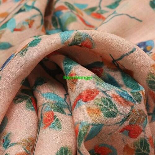 Brand-printed high-end ramie fabric, simple and cool summer dress robe fabric