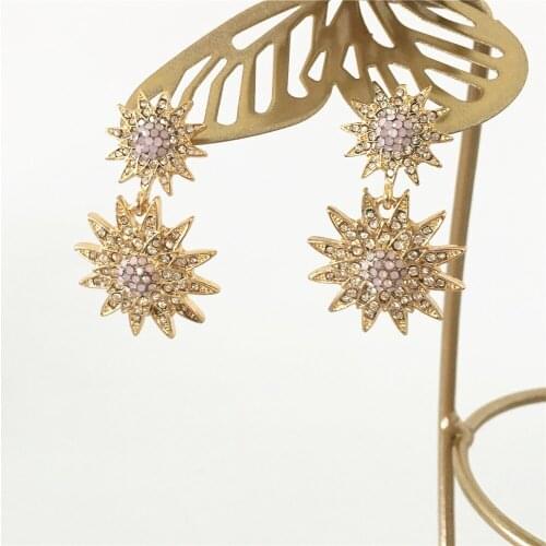 Gorgeous Gold Color Plating Small Clear Light Pink Stone Paving Sparkling Drop Earrings For Women Lady Gift Office Party Wearing