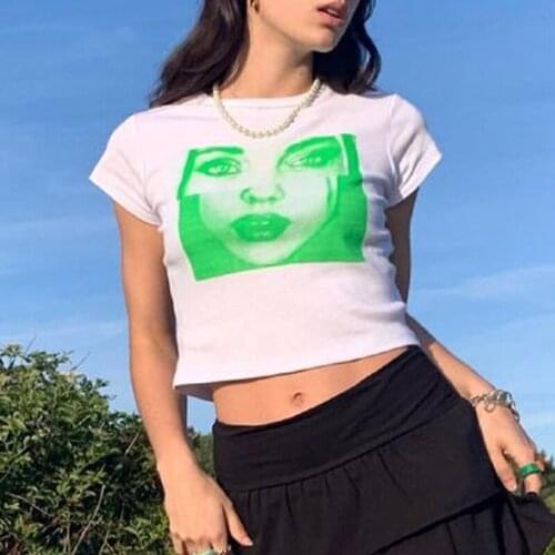 E-girl Gothic Print T-shirt Women Long Sleeve Slim Fit Crop Top Y2K Aesthetic Spring Autumn Sweats Tees Top Harajuku Streetwear