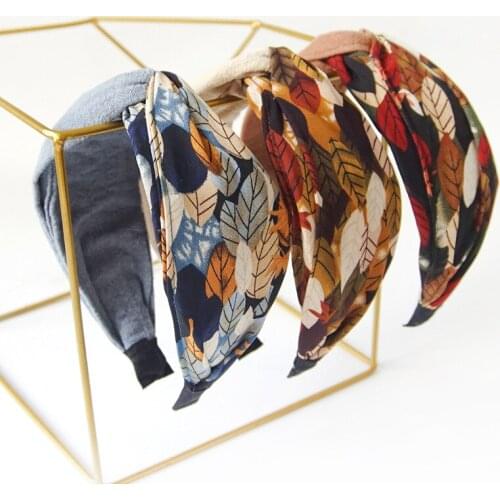 Sweet Leaf Print Cross Hairbands For Women Hair Accessories Hairband for Girls Flower Crown Headbands For Women