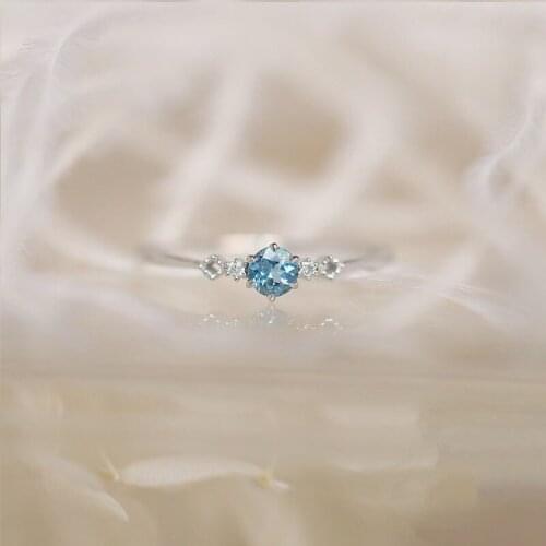 MENGYI Single Fine Ring Trendy Inlaid Transparent Blue Crystal Zircon Ring for Women Jewelry Gift