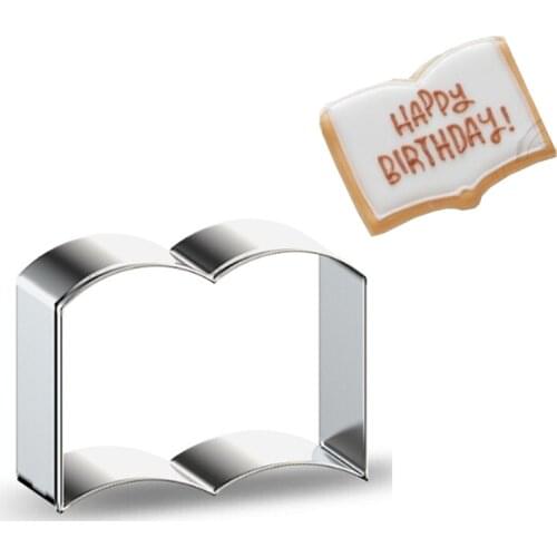 1pcs patisserie Bakeware Book Stainless Steel Cookie Cutter Moldes Metal Biscuit Mould Fondant Cake Decor Tool Pastry Shop DIY