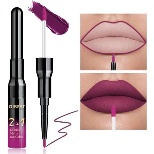 20Colors Double Head 2 in 1 Liquid Matte Lipstick Lip Gloss & Lip Liner Waterproof Nude Lipstick Set Lipgloss Matt Lipstick Pen