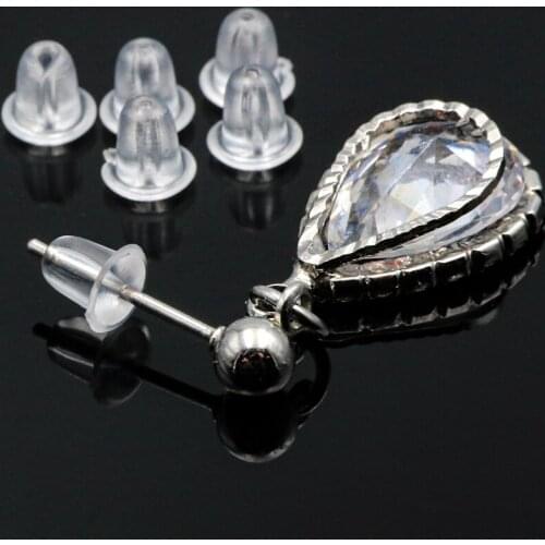 4.5mm 10/100pcs Clear Soft Silicone Rubber Earring Backs Safety Round Stopper Rubber Jewelry Accessories DIY Parts Ear Plugging