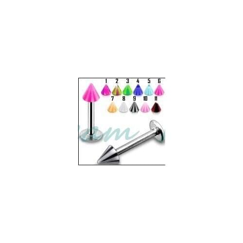 Free Shipping UV Ball Lip Piercing Labret ring 100pcs/lot Promotional Gift Mixed Color