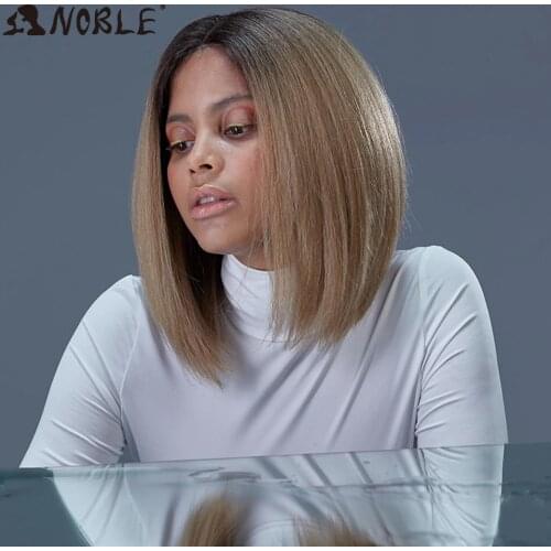 Noble Cosplay Red Wig 13 Inch Straight Synthetic Lace Wig Short Bob Ombre Blonde Wig For Black Women Synthetic Lace Wig