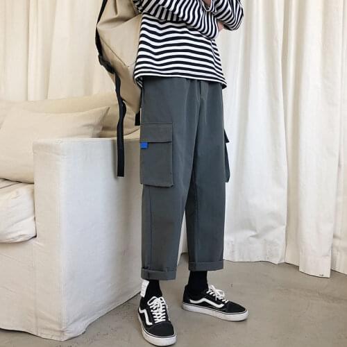 2021 Mens Fashion Loose Casual Pants 5 Color Harem Pants Cargo Pocket Straight Pants Streetwear Trousers Joggers Sweatpants