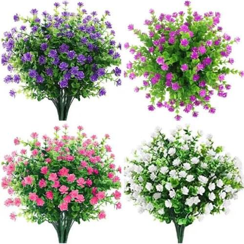 21 Heads Flower Rose Bouquet Plastic Eucalyptus Rose Artificial Leaves For Home Wedding Green Plant Wall Garden Yard Decor