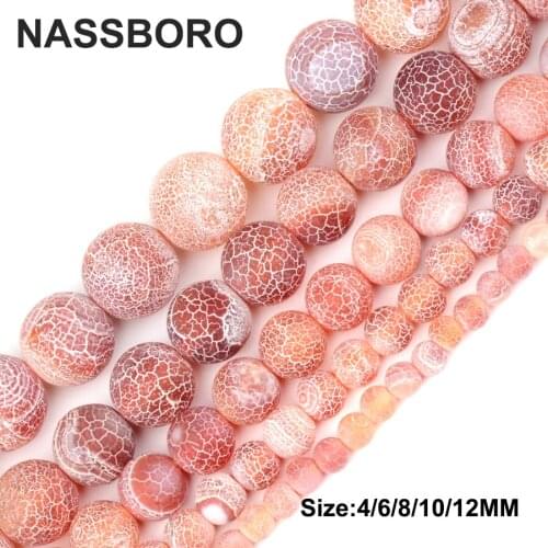 Pink Weathered Agates Natural Stone Beads Round Loose Beads For Jewelry Making Bracelet DIY Craft Size 4/6/8/10/12MM NASSBORO