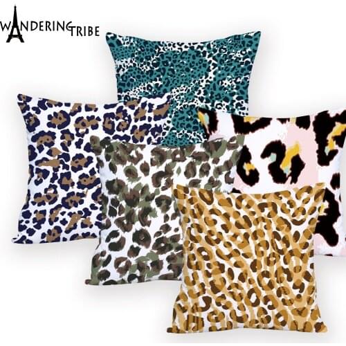 Leopard Dots Leaf Pattern Pillow Cover Colorful for Car Seat Printed Housse Leopard Cushion Cover Decorativos for Office