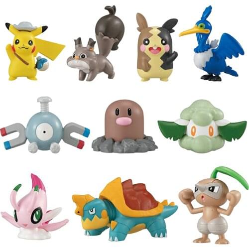 Takara Tomy Pokemon Anime Figures Elf Ball Pikachu Skwovet Morpeko Cramorant Drednaw Celebi Nuzleaf Action Figure Candy Toys
