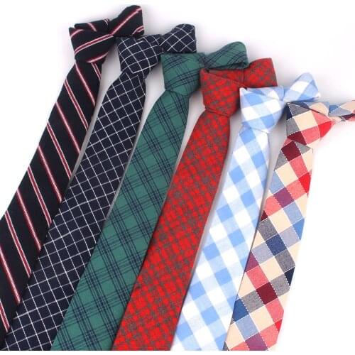 Fashion Woven Cotton Ties For Men Skinny Men Neck Tie For Wedding Casual Plaid Neckties Suits Slim Plaid Neck Ties Gravatas