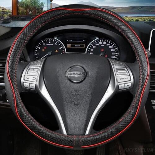 PU Leather 38CM Steering Wheel Cover for Nissan Qashqai Juke Primera Versa Almera Terrano Kicks March Murano 350z Terrano NV200