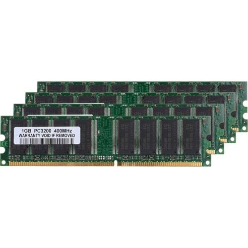 4GB Kit (4x 1GB) DDR1-400MHz PC Desktop Memory PC1-3200 184pin Non-ECC DIMM Ram,green