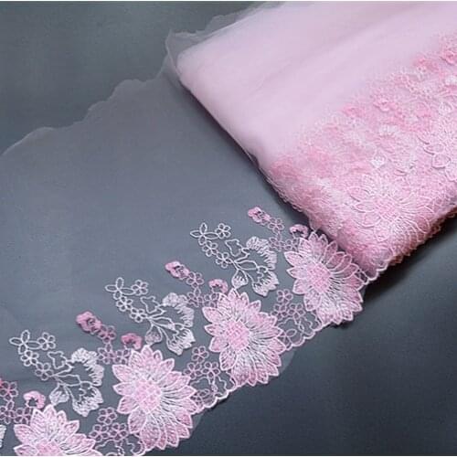 3Yards High Quality Pink Exquisite Embroidered Flower Lace Trim Lace Fabric DIY Craft&Sewing Dress Clothing Accessories