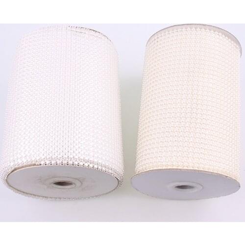 2Colors 0.5 Yard Cotton Fishing Line Artificial Ivory White Multi Rows Lace Flatback Pearl Beads Chain DIY Wedding Decoration