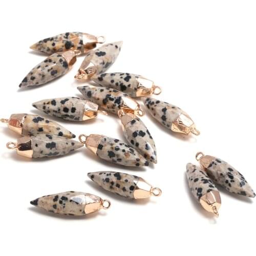 Hot New Natural Stone Dalmatian Jaspers Pendant Irregular Faceted Charms For DIY Necklace Earring Making Jewelry Findings Gift