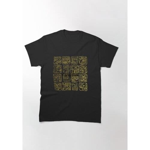 Mayan and aztec glyphs gold on vintage texture Men tshirts Women t shirt